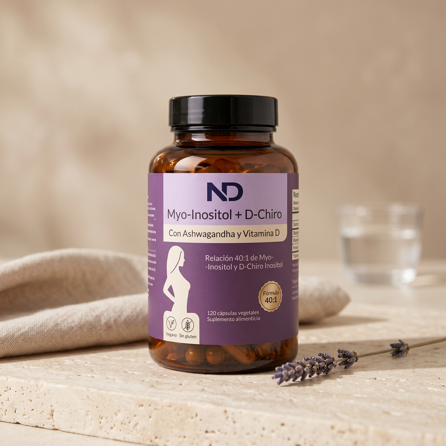 Myo-Inositol + D-Chiro 40:1 con Ashwagandha y Vitamina D