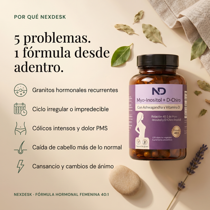 Myo-Inositol + D-Chiro 40:1 con Ashwagandha y Vitamina D