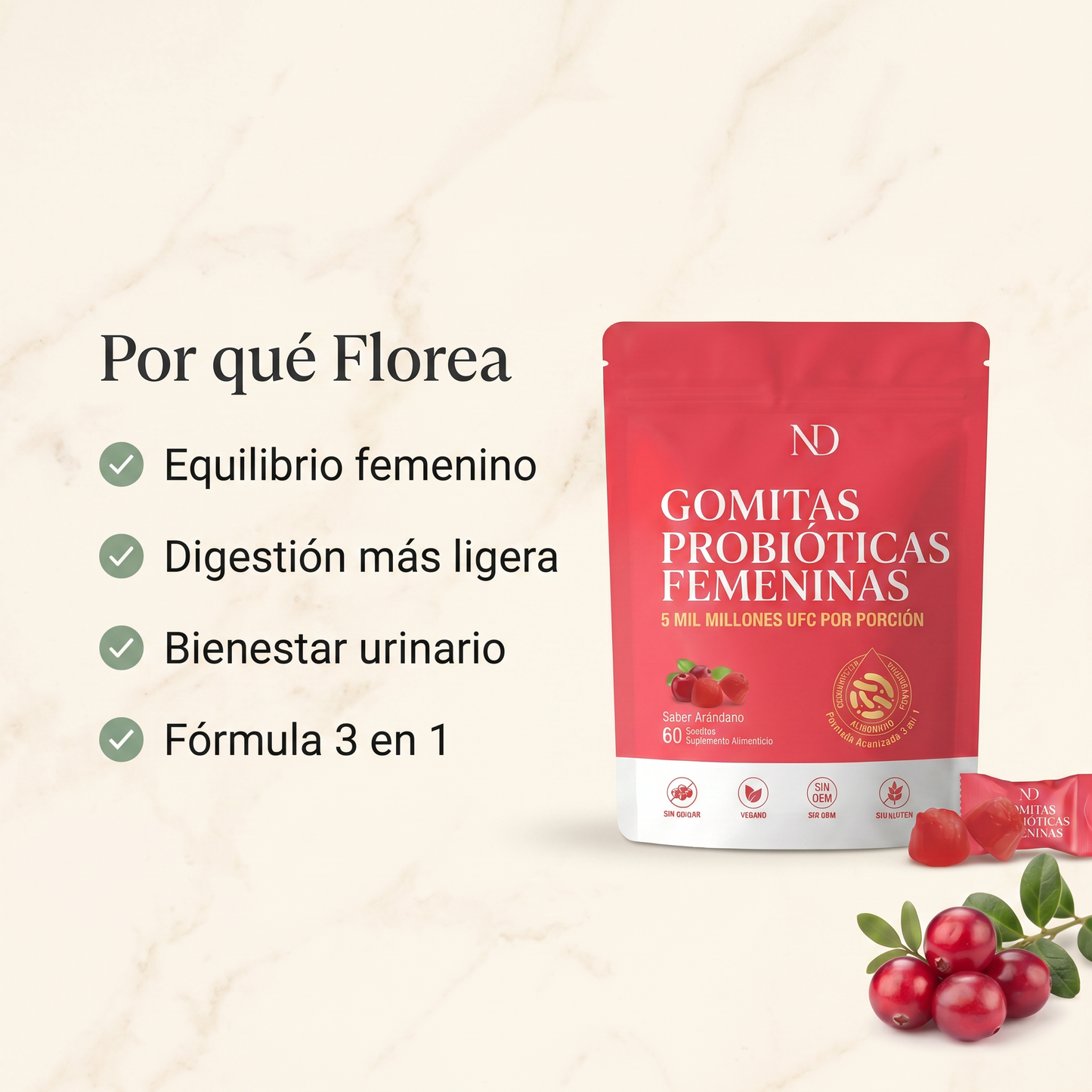 Florea — Probiótico Femenino con Cranberry